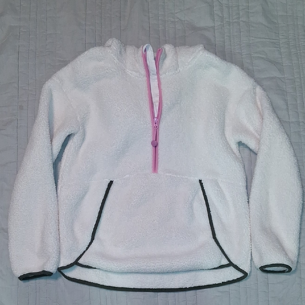 All in Motion White Fleece Jacket with Pink Accents